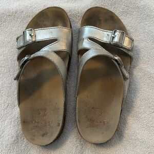Dansko Silver Leather Slide Sandals